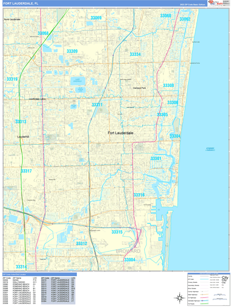 Fort Lauderdale City Digital Map Basic Style